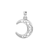 Jewelry Trends Sterling Silver Celtic Crescent Moon Pendant on 18 Inch Box Chain Necklace