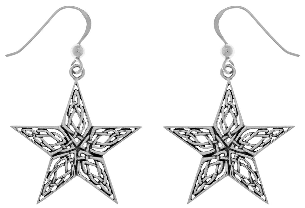 Jewelry Trends Sterling Silver Celtic Style Knotwork Star Dangle Earrings
