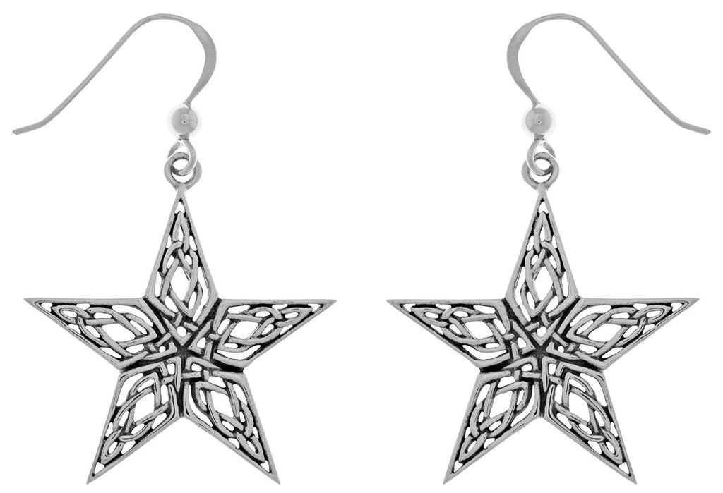 Jewelry Trends Sterling Silver Celtic Style Knotwork Star Dangle Earrings