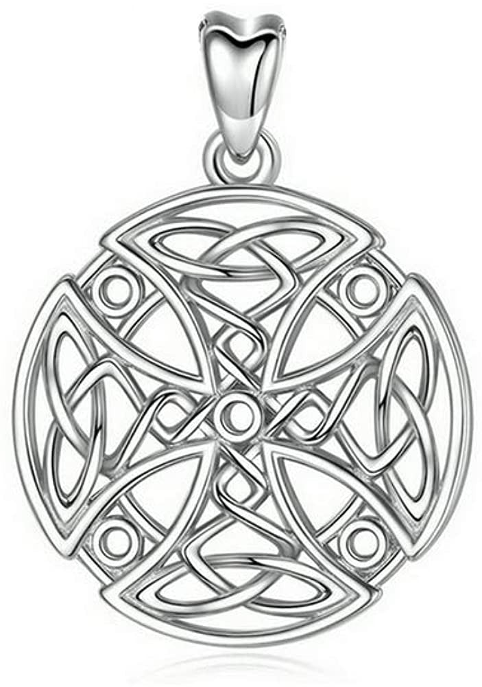 Jewelry Trends Knights Templar Celtic Cross Round Sterling Silver Pendant Necklace 18"