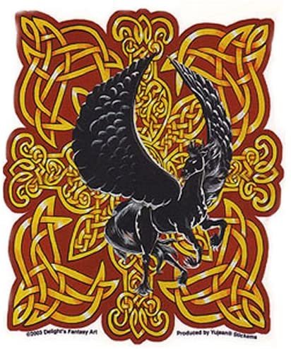 Celtic Fire Black Pegasus Decorative Sticker Decal By Delight's Fantasy Art