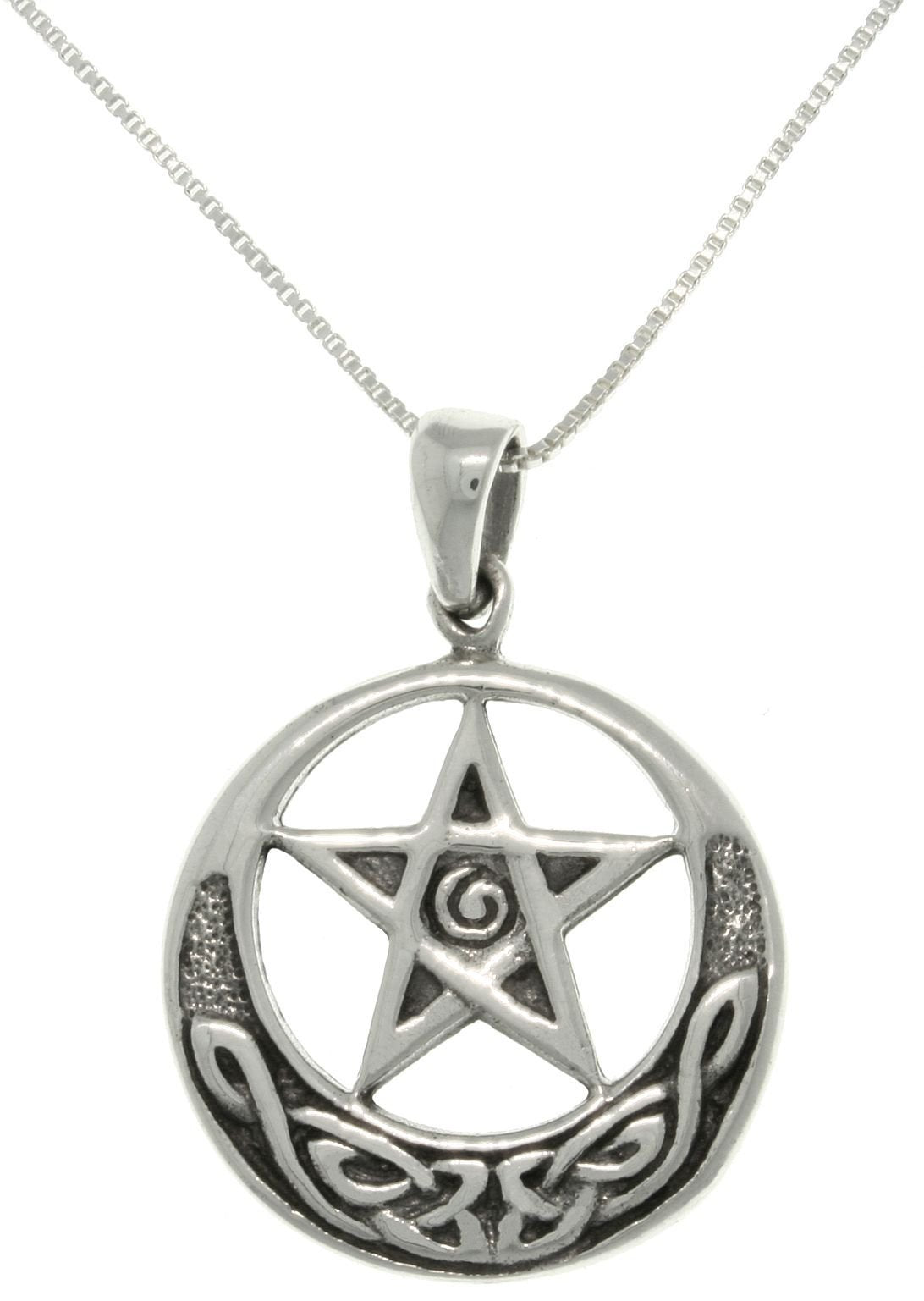 Jewelry Trends Sterling Silver Celtic Star and Moon Pendant