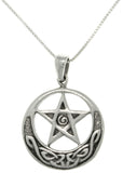 Jewelry Trends Sterling Silver Celtic Star and Moon Pendant with 18 Inch Box Chain Necklace