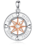 Jewelry Trends North Star Faith Hope Peace Love Protection CZ Sterling Silver Pendant Necklace 18"