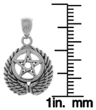 Jewelry Trends Sterling Silver Pentacle with Wings Pendant