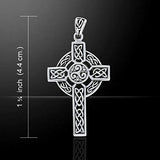 Jewelry Trends Sterling Silver Celtic Trinity Triskele Cross Pendant on 18 Inch Box Chain Necklace
