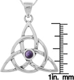 Jewelry Trends Sterling Silver Celtic Triquetra Pendant with Amethyst on 18 Inch Box Chain Necklace