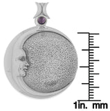 Jewelry Trends Sterling Silver Crescent Moon Goddess Eclipse Pendant with Amethyst
