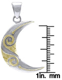 Jewelry Trends Sterling Silver and Gold-plated Celtic Spiral Crescent Moon Pendant on 18 Inch Box Chain Necklace