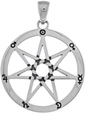 Jewelry Trends Sterling Silver Seven Point Fairy Star Heptagram Pendant