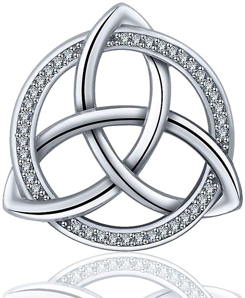 Jewelry Trends Trinity Knot CZ Circle Of Life Sterling Silver Pendant Necklace 18"