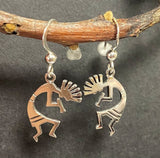 Southwestern Earrings - Sterling Silver Dancing Kokopelli Dangle Earrings South Western Design