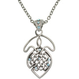 Jewelry Trends Pewter Blue Crystal Celtic Knot Pendant with a 24 Inch Chain Necklace