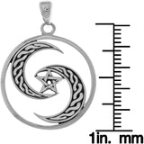 Jewelry Trends Sterling Silver Goddess Celtic Crescent Moon Pentacle Pendant
