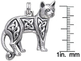 Jewelry Trends Sterling Silver Celtic Cat Pendant on 18 Inch Box Chain Necklace Feline Gift