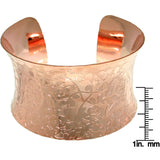 Cuff Bracelet - Wide Coppertone Steel Flared Bangle Floral Etched Bracelet