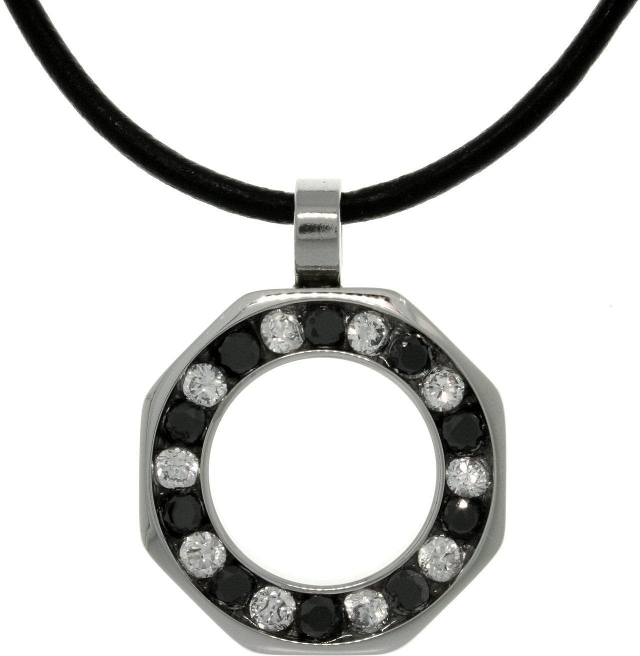 Hoop Pendants Black Leather Cord Necklace for Women