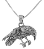 Jewelry Trends Sterling Silver Perching Raven Pendant Necklace 18"