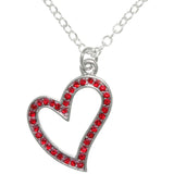 Crystal Heart Necklace - Pewter Heart Pendant with Sparkling Red Crystal Rhinestones 18-inch Chain Necklace