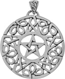 Jewelry Trends Sterling Silver Pentacle with Celtic Knot Border Pendant