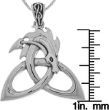 Jewelry Trends Celtic Dragon Trinity Knot Sterling Silver Pendant Necklace 18"
