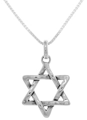 Jewelry Trends Star of David Weaved Sterling Silver Pendant Necklace